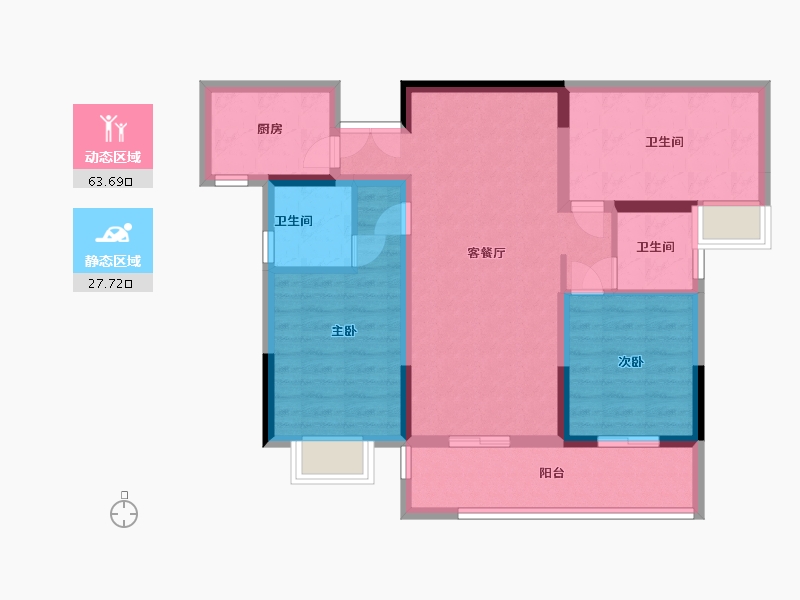 陕西省-咸阳市-乐华城翠缇学府-80.80-户型库-动静分区