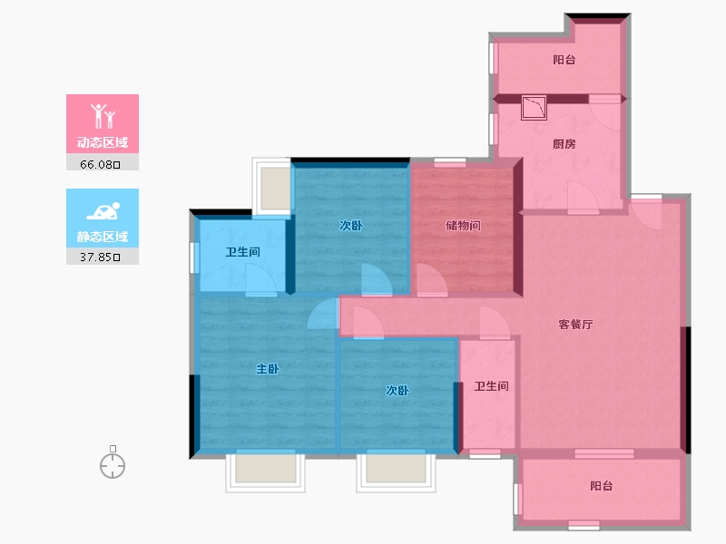 广东省-佛山市-月亮湖颐景园-92.60-户型库-动静分区