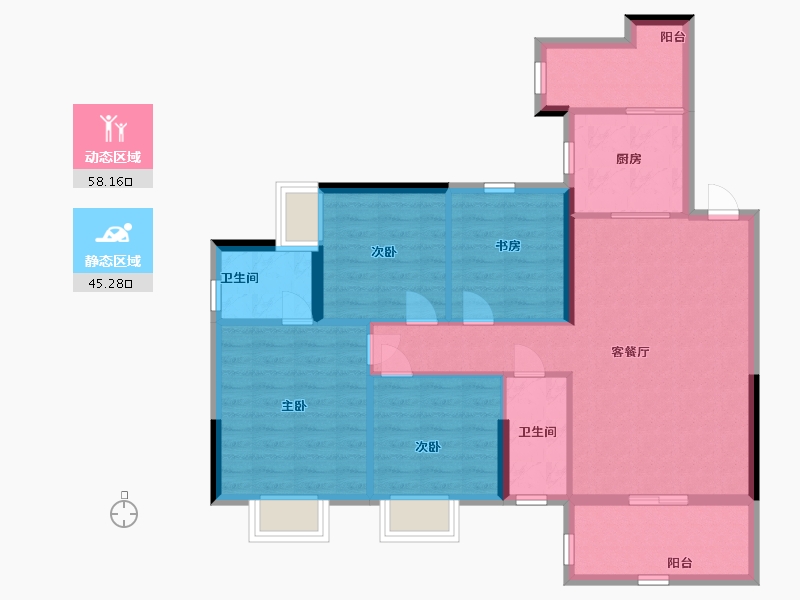 广东省-佛山市-月亮湖颐景园-92.80-户型库-动静分区