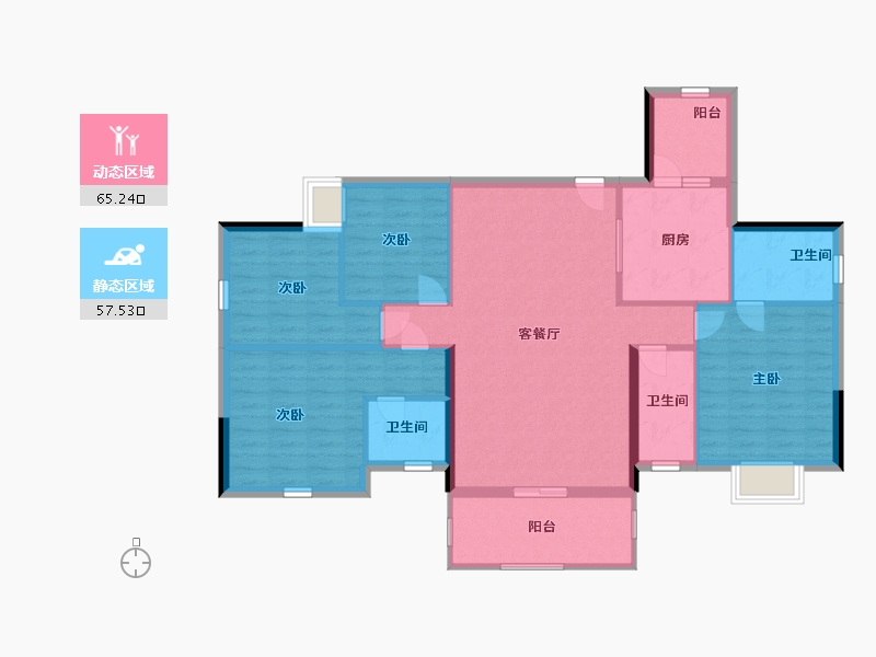 广东省-佛山市-月亮湖颐景园-111.20-户型库-动静分区