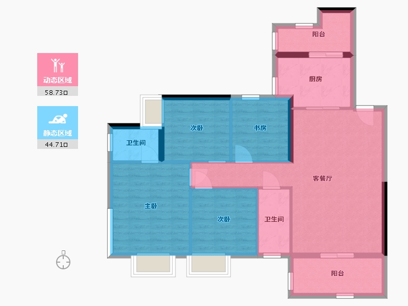 广东省-佛山市-月亮湖颐景园-92.95-户型库-动静分区