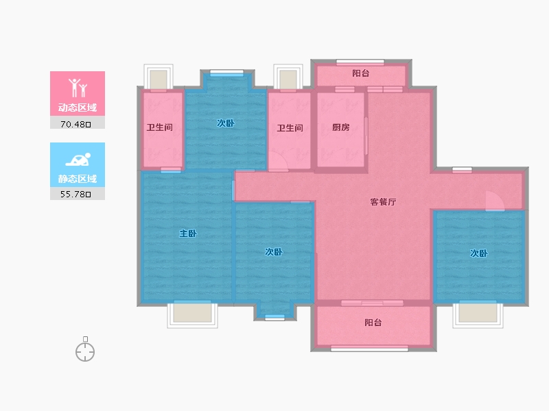 湖北省-襄阳市-碧桂园・嘉悦城-113.60-户型库-动静分区