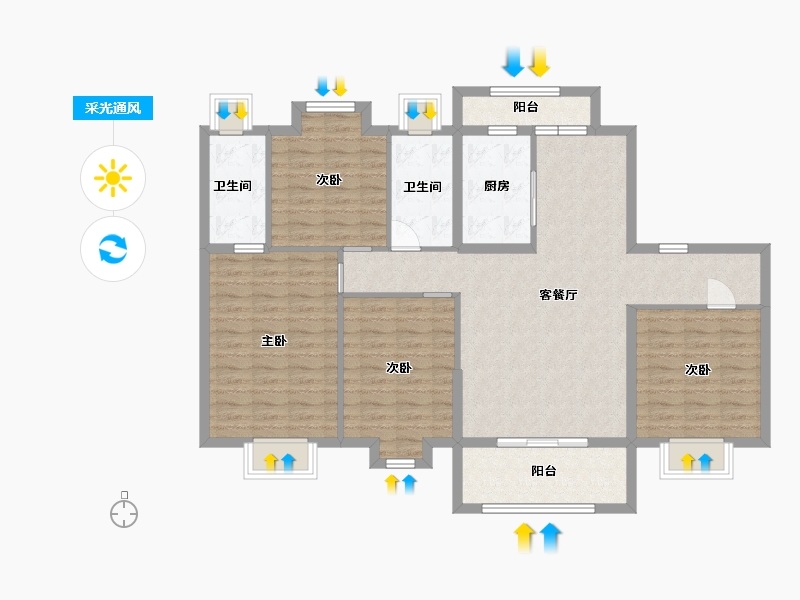 湖北省-襄阳市-碧桂园・嘉悦城-113.60-户型库-采光通风