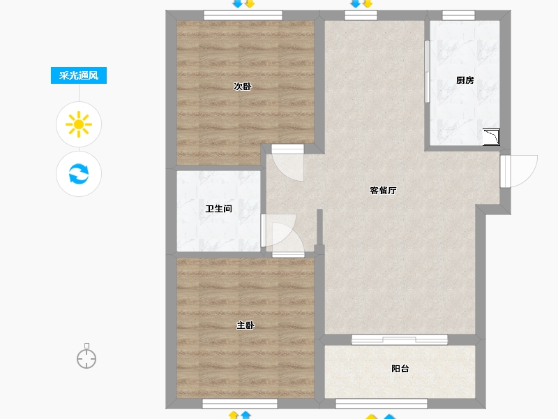 河北省-唐山市-首堂创业家-65.84-户型库-采光通风