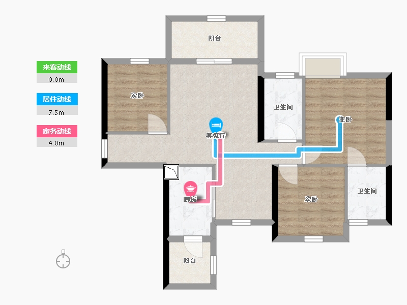 广东省-佛山市-月亮湖颐景园-77.07-户型库-动静线