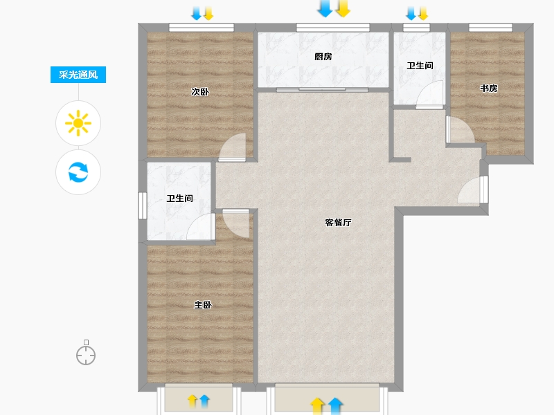 新疆维吾尔自治区-乌鲁木齐市-爱地悦府-88.88-户型库-采光通风