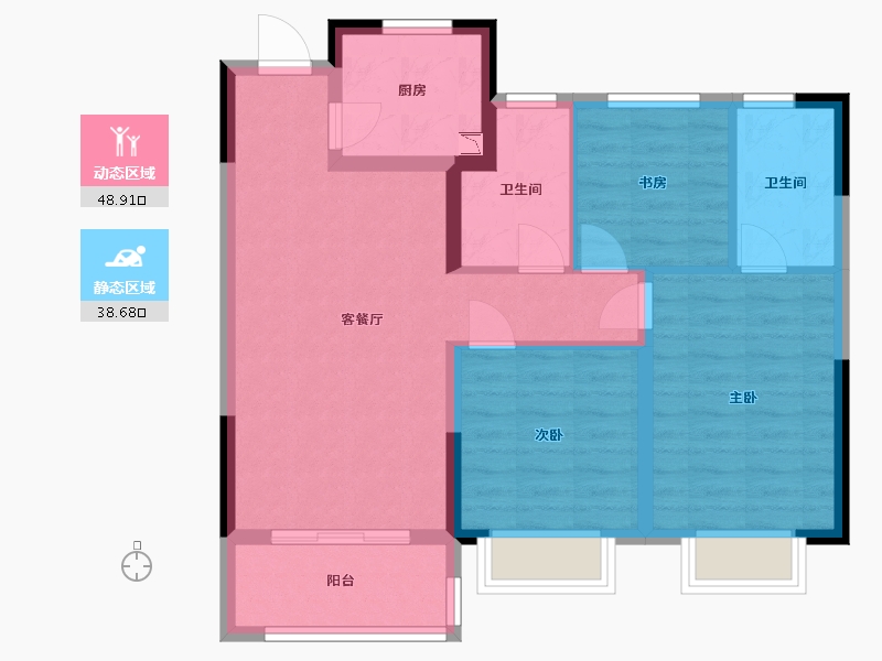 江苏省-南京市-江与城-78.00-户型库-动静分区