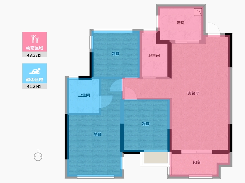 安徽省-合肥市-望江台・�Z宸-80.00-户型库-动静分区