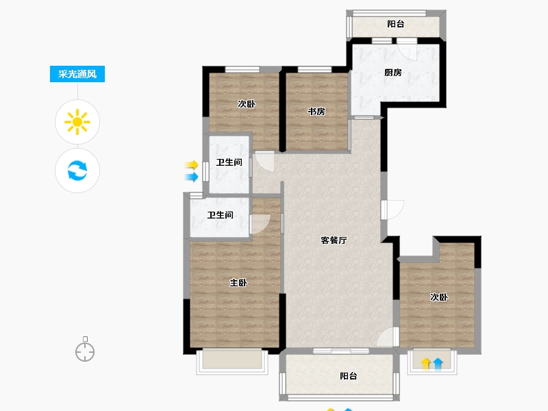 河南省-商丘市-碧桂园・天悦府-112.00-户型库-采光通风