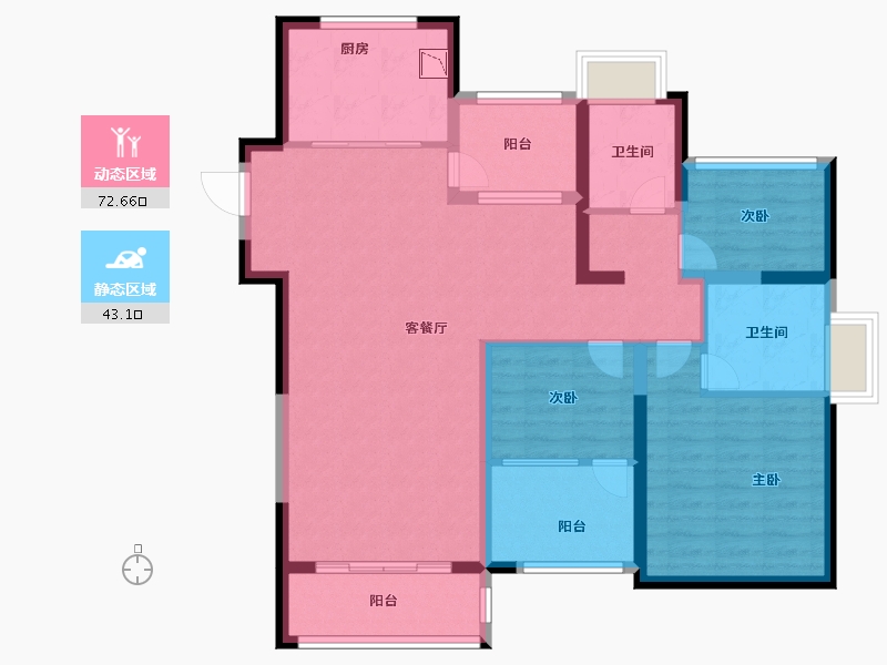 江苏省-苏州市-新湖明珠城青蓝公寓-103.20-户型库-动静分区