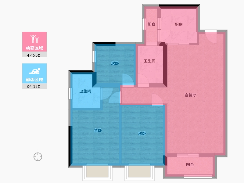 广东省-佛山市-雅域・瑞日天下花园-72.00-户型库-动静分区