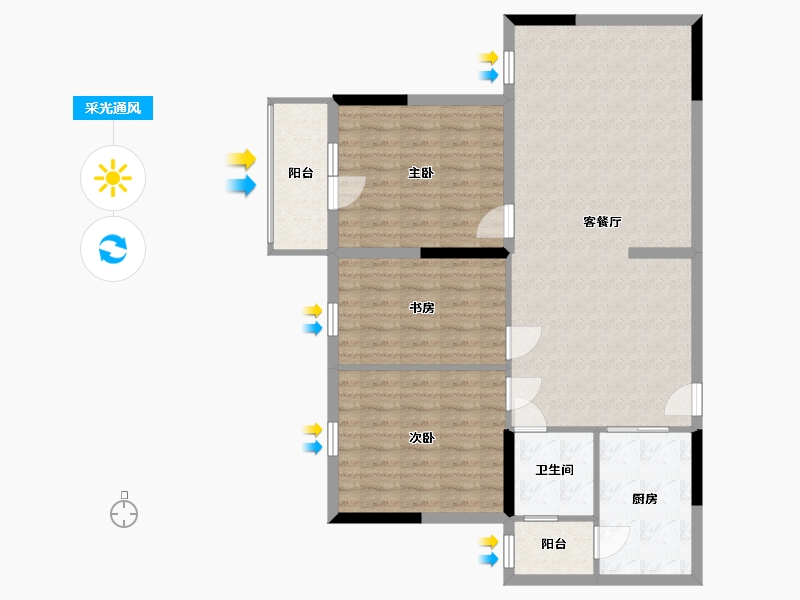 湖北省-咸宁市-金色海湾-98.05-户型库-采光通风