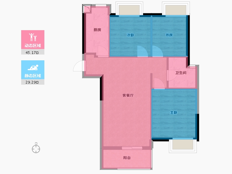 湖北省-咸宁市-绿地国际健康城-67.30-户型库-动静分区