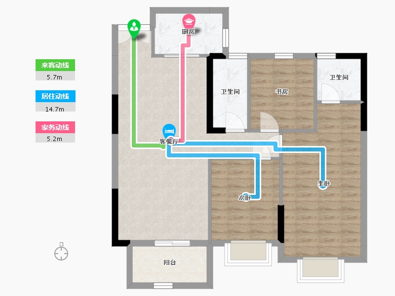 湖北省-黄石市-黄石中都巴黎城-90.17-户型库-动静线