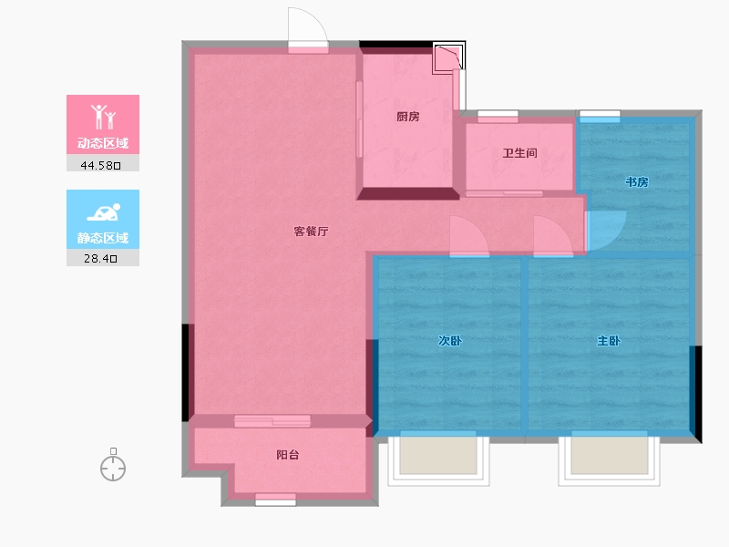 湖北省-咸宁市-绿地国际健康城-65.11-户型库-动静分区