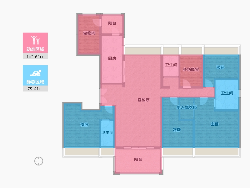 贵州省-贵阳市-碧桂园西南上城-160.04-户型库-动静分区