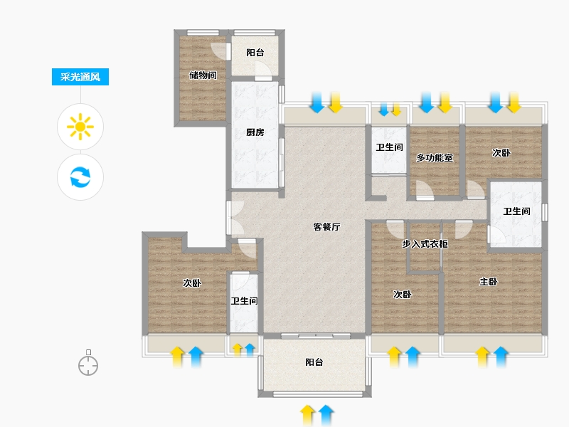 贵州省-贵阳市-碧桂园西南上城-160.04-户型库-采光通风