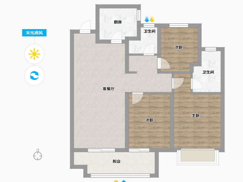 河南省-郑州市-正荣御首府-78.75-户型库-采光通风