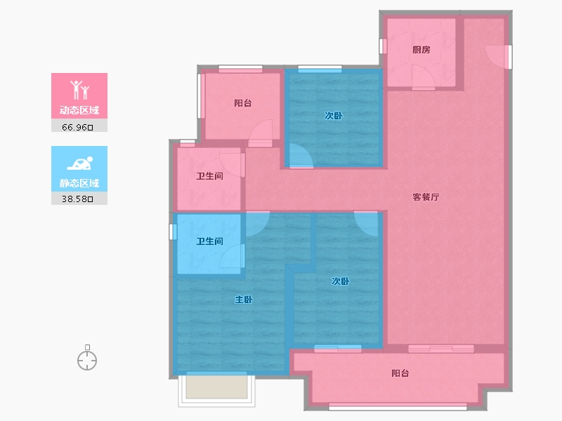 河南省-郑州市-正荣御首府-93.83-户型库-动静分区