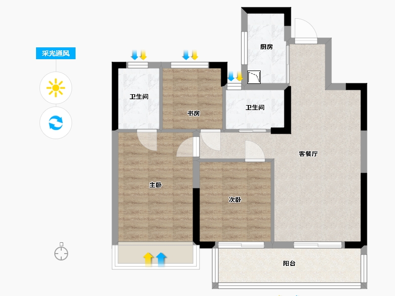 浙江省-嘉兴市-金地碧桂园风华四海-73.35-户型库-采光通风