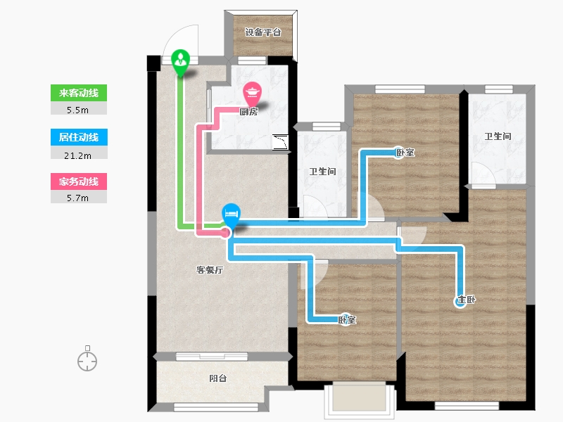 浙江省-丽水市-雅居乐・凯旋城-88.12-户型库-动静线