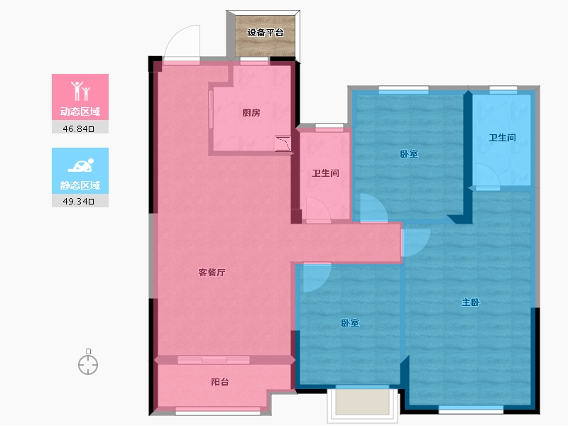 浙江省-丽水市-雅居乐・凯旋城-88.12-户型库-动静分区