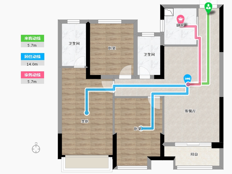 浙江省-丽水市-雅居乐・凯旋城-86.94-户型库-动静线