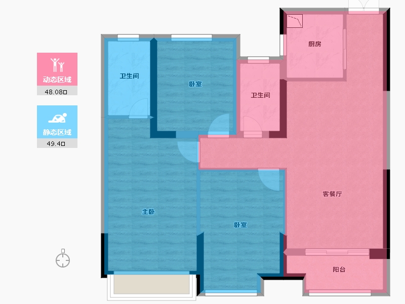 浙江省-丽水市-雅居乐・凯旋城-86.94-户型库-动静分区