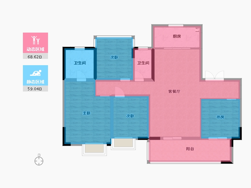 安徽省-合肥市-望江台・�Z宸-114.40-户型库-动静分区