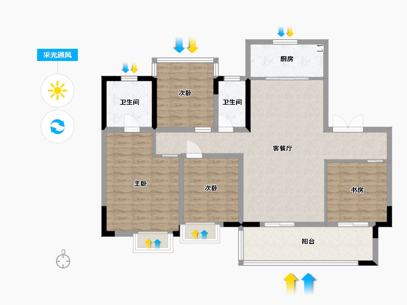 安徽省-合肥市-望江台・�Z宸-114.40-户型库-采光通风