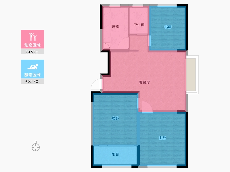 山东省-潍坊市-景泰园-76.80-户型库-动静分区