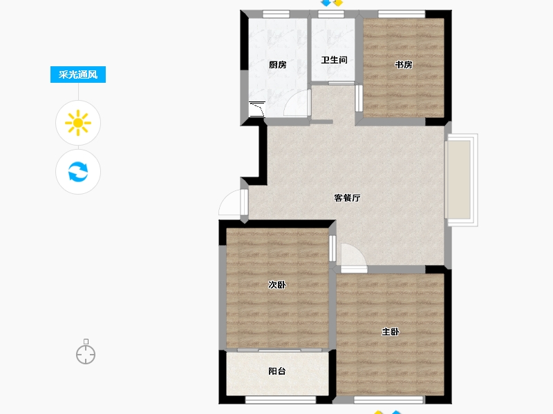 山东省-潍坊市-景泰园-76.80-户型库-采光通风