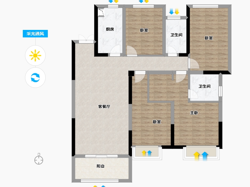 浙江省-丽水市-雅居乐・凯旋城-111.68-户型库-采光通风