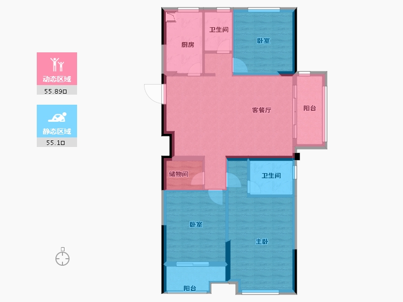 浙江省-丽水市-雅居乐・凯旋城-100.21-户型库-动静分区