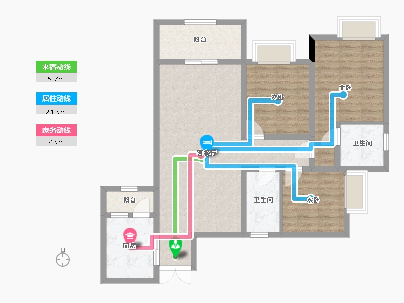 重庆-重庆市-城投紫金庄园-89.52-户型库-动静线