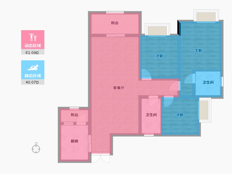 重庆-重庆市-城投紫金庄园-89.52-户型库-动静分区