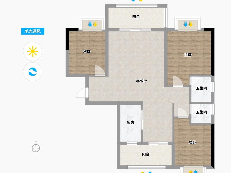 广西壮族自治区-北海市-贵玉苑-91.84-户型库-采光通风