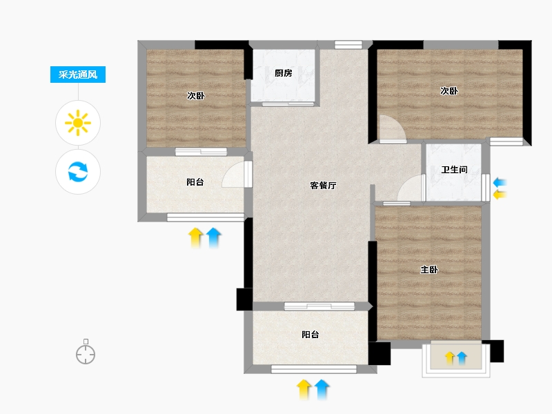 广西壮族自治区-北海市-贵玉苑-73.06-户型库-采光通风