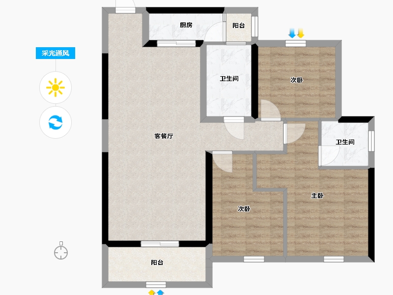 广西壮族自治区-柳州市-红星天铂-86.74-户型库-采光通风