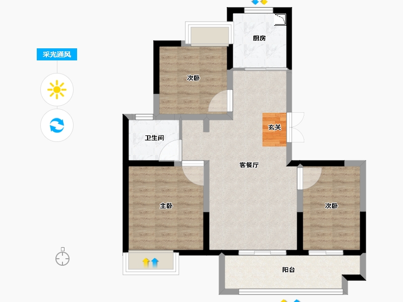 上海-上海市-朱泾名园-78.11-户型库-采光通风