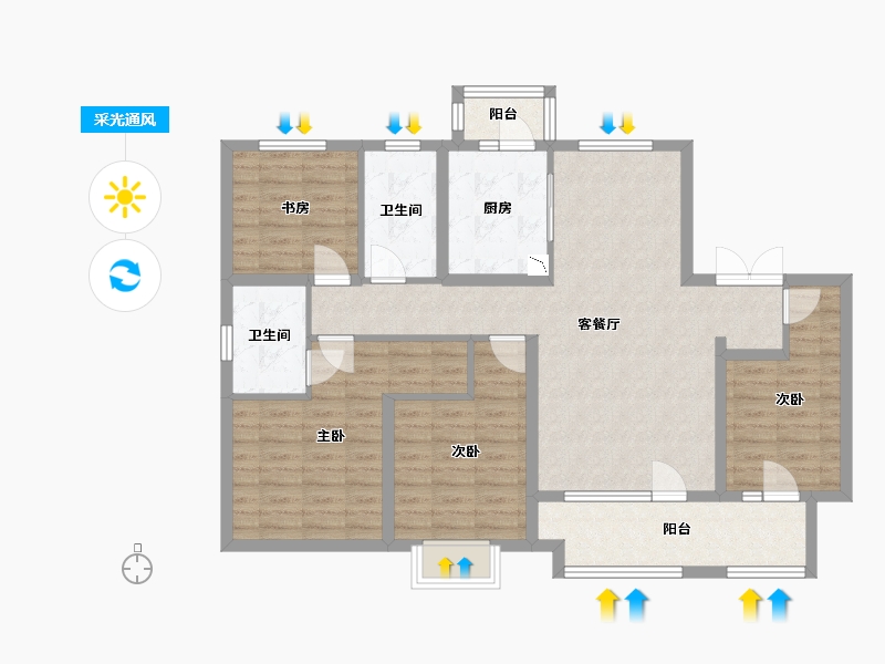 山东省-青岛市-昆仑首府-103.59-户型库-采光通风