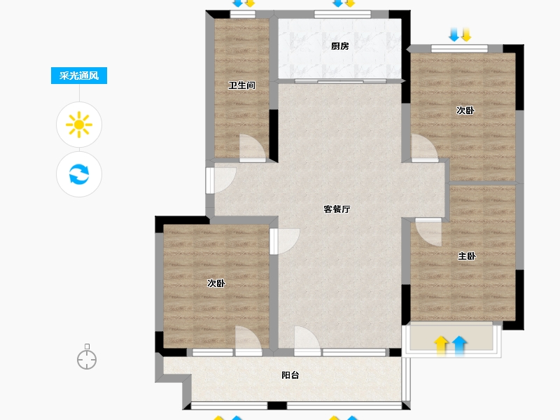 山东省-青岛市-墨悦湾-93.05-户型库-采光通风