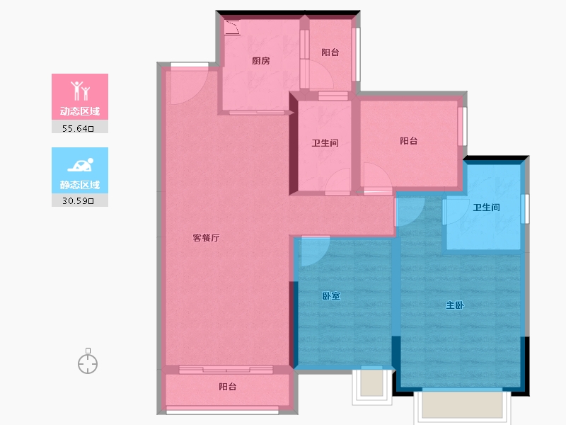 广东省-珠海市-雅居乐国际花园-75.96-户型库-动静分区