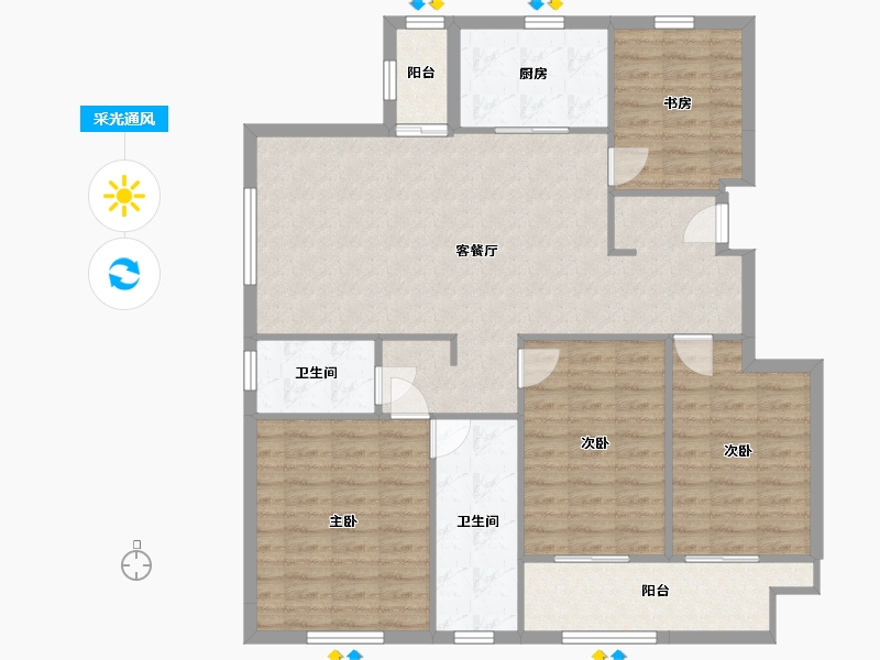 浙江省-杭州市-万科杭宸-115.92-户型库-采光通风