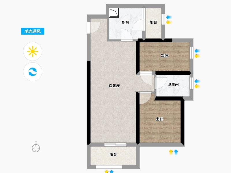 广东省-深圳市-深业东岭-53.73-户型库-采光通风