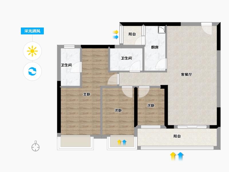 广东省-深圳市-深业东岭-82.45-户型库-采光通风