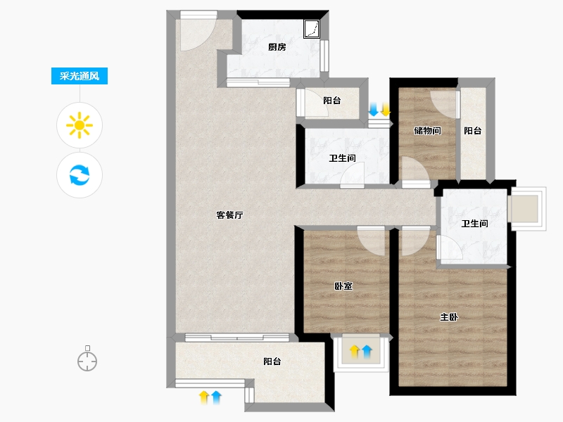 广东省-珠海市-华发城建四季半岛-75.19-户型库-采光通风