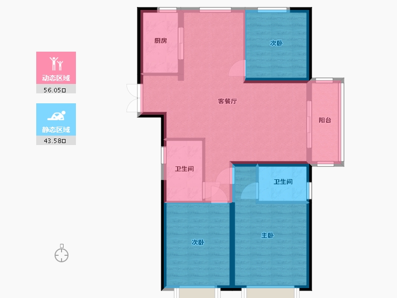 河南省-郑州市-锦艺金水湾-89.60-户型库-动静分区