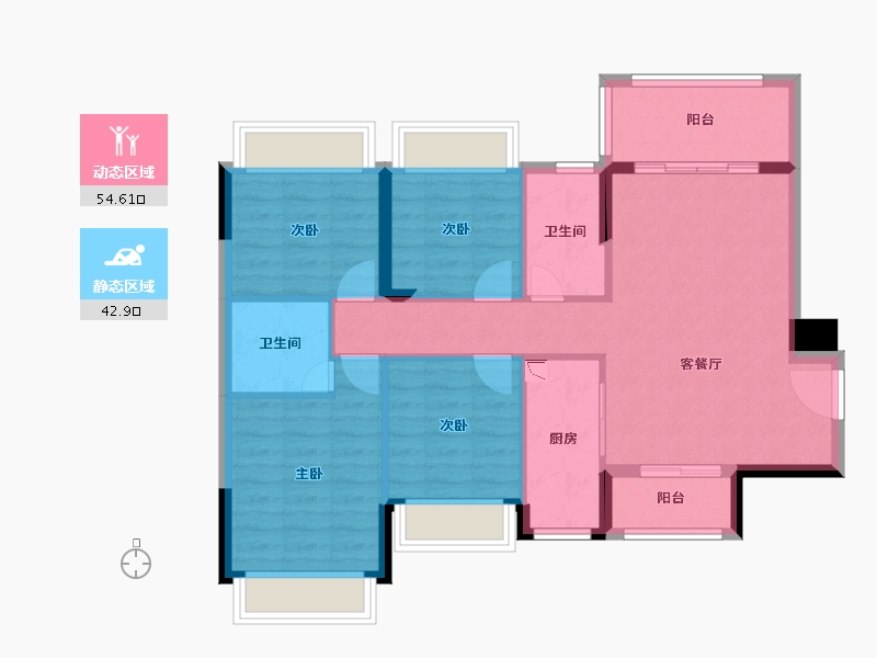 广东省-珠海市-钰海美筑-87.50-户型库-动静分区