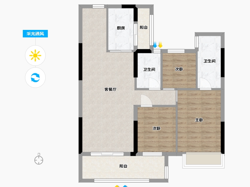 广东省-湛江市-龙湖山庄-84.16-户型库-采光通风